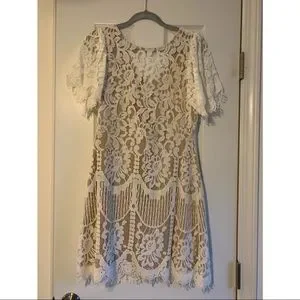 Pearson White Lace Short Sleeve Dress